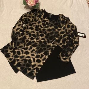 SOFT WORKS NWT Size XL Asymmetrical Long Sleeve Top Animal Print